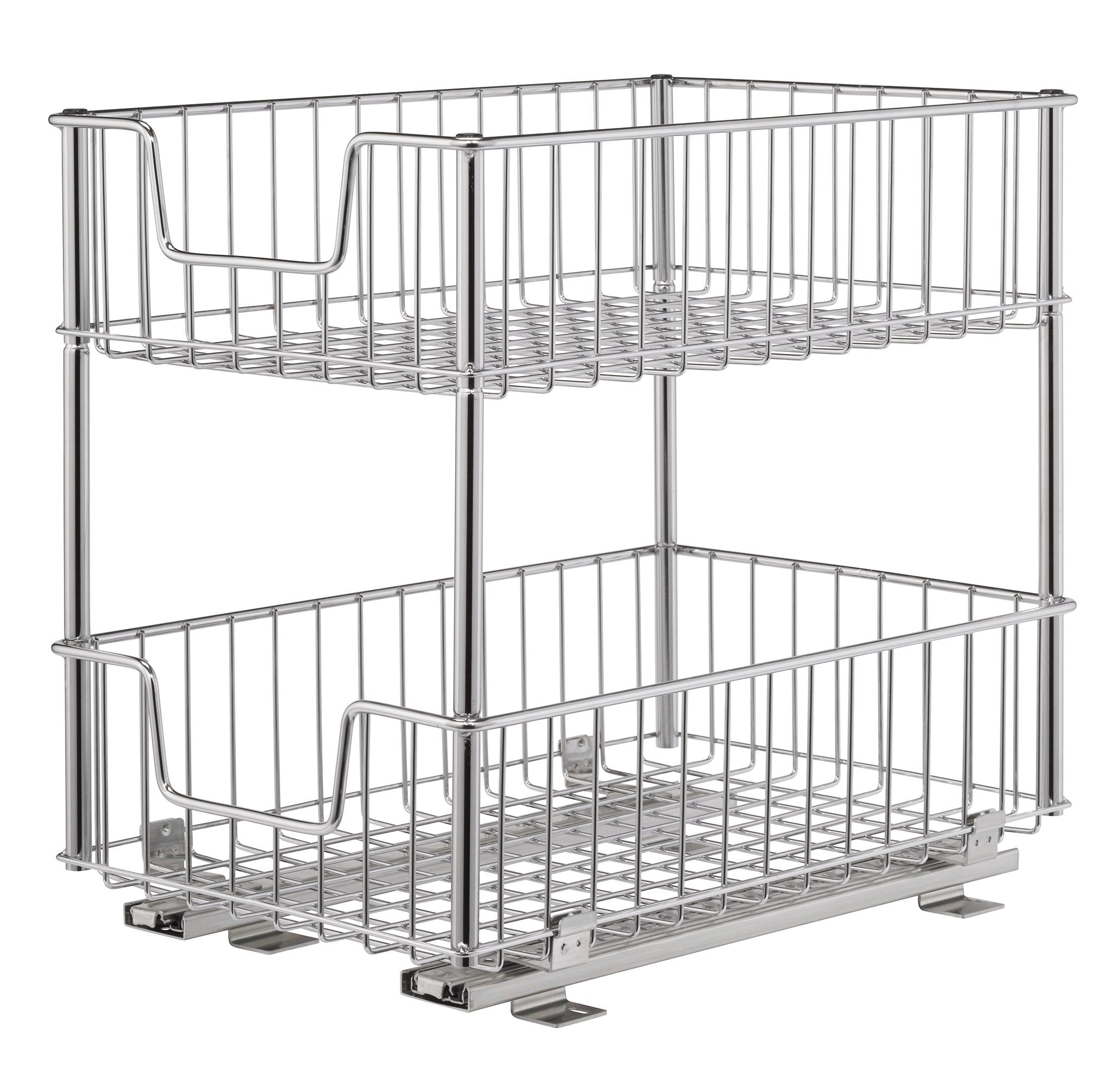 TRINITY 2-Tier Sliding Undercabinet Organizer with 2 Baskets for Kitchen and Bathroom Cabinet Organization and Storage, 50 Pound