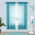 Teal Curtains 63 Inch Length for Bedroom 2 Panel Sets Rod Pocket Window Sheer Curtains for Living Room 52x63 Inches Long