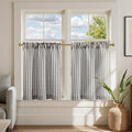 jinchan Linen Kitchen Curtains 24 Inch Length Striped Tier Curtains Ticking Stripe Small Drapes for Living Room Bathroom Cafe Sm