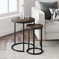Nathan James Lula Nesting Round Side Set of 2, Accent End Table for Living Room with Wood or Marble Finish Tabletop and Metal Ba