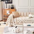 HANDONTIME Sofa Covers for Sectional Sofa Set Boho Couch Cover for Dogs Khaki Throw Couch Cover with Tassel Loveseat Covers Futo