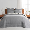 Levtex Home - Cross Stitch Grey with White Contrast Bedspread Set - Full Quilted Bedspread and Two Standard Shams - Cross Stitch