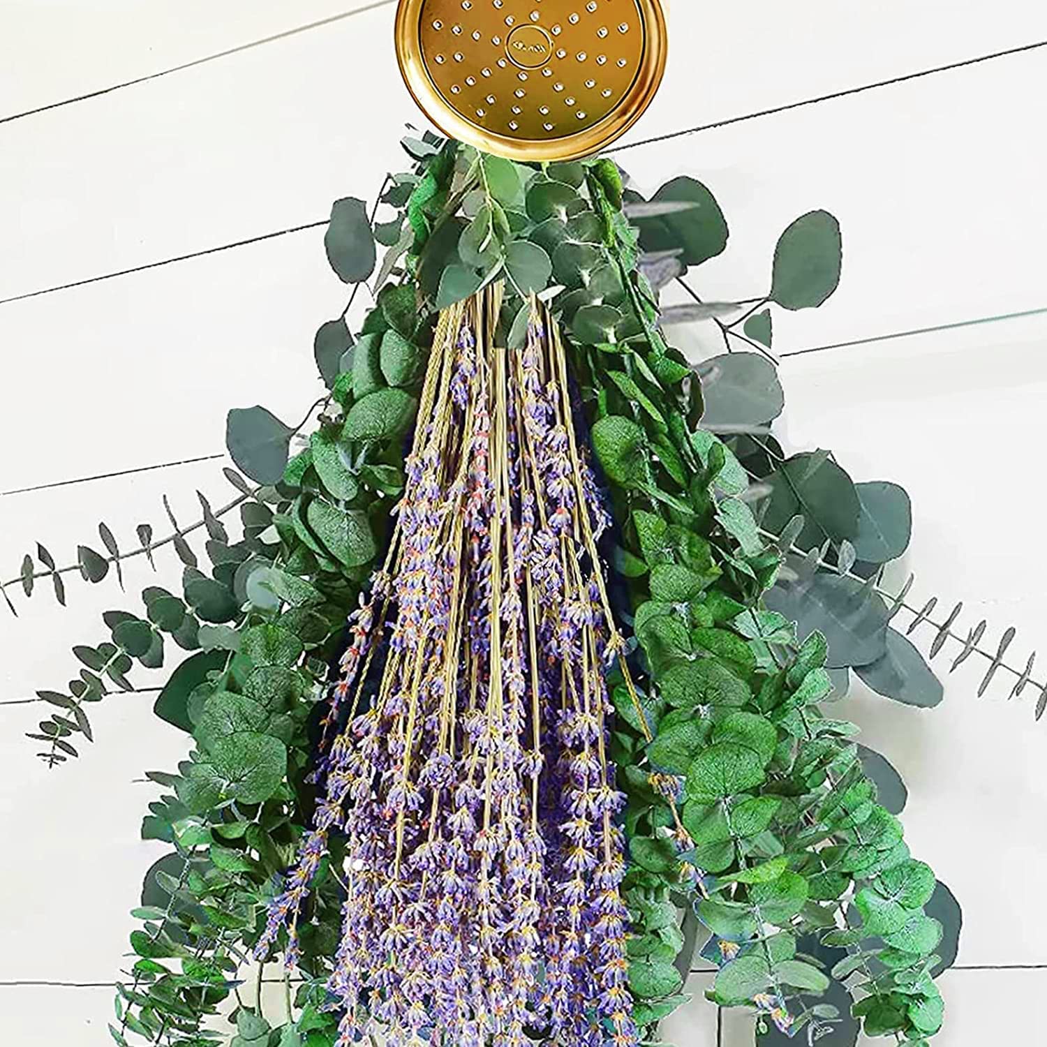 115 PCS Large Dried Preserved Eucalyptus Stems & Lavender Flowers Bundle for Shower, 17 Real Fresh Hanging Silver Dollar Leave