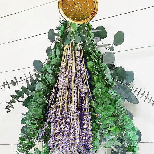 115 PCS Large Dried Preserved Eucalyptus Stems & Lavender Flowers Bundle for Shower, 17 Real Fresh Hanging Silver Dollar Leave