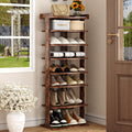 HOMEFORT 7-Tier Wood Shoe Rack, Double Rows Shoe Shelf, Shoe Storage Stand, Entryway Shoe Tower, Vertical Shoe Organizer for Nar