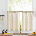 jinchan Boho Kitchen Linen Tier Curtains 30 Inch Bohemian Cafe Curtains Farmhouse Natural Striped Half Window Treatment for Bath