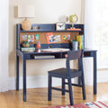 Martha Stewart Kids Desk with Hutch and Chair Set by Guidecraft - Navy: Kids Wooden Study Table with Storage and Corkboard | W