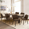 COLAMY Upholstered Dining Chairs Set of 6, Modern PU Leather Dining Room Kitchen Side Chair with Padded Seat and Wood Legs Resta