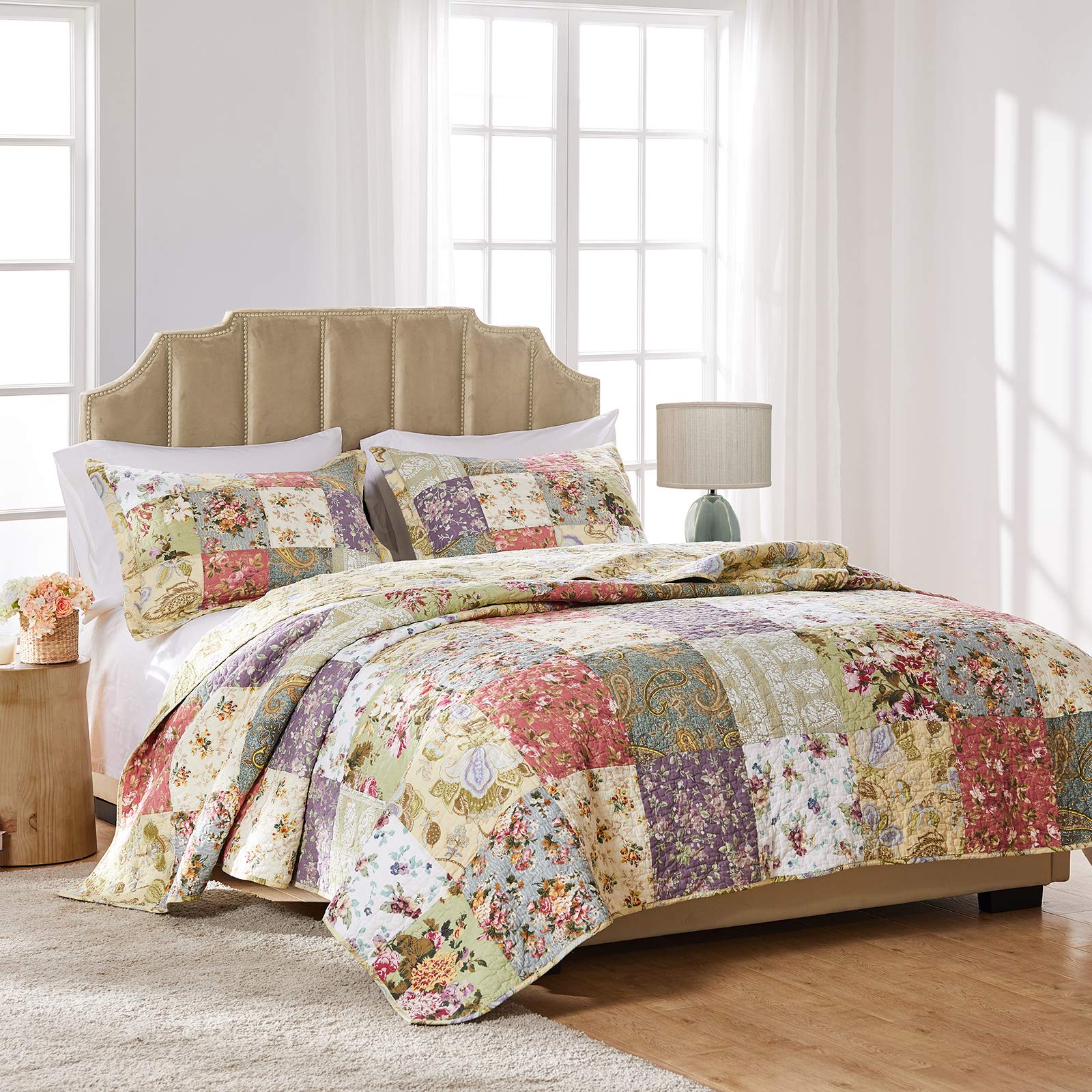 Greenland Home Blooming Prairie Quilt Set, King/California King (3 Piece), Multicolor/Assorted