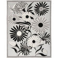 Nourison Aloha Indoor/Outdoor Black White 710 x 106 Area Rug, Easy Cleaning, Non Shedding, Bed Room, Living Room, Dining Room,