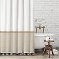 Seasonwood Extra Long 84 Inch Tall Shower Curtain Beige and White Striped Shower Curtain with Tassels Water Repellent, Wrinkle F