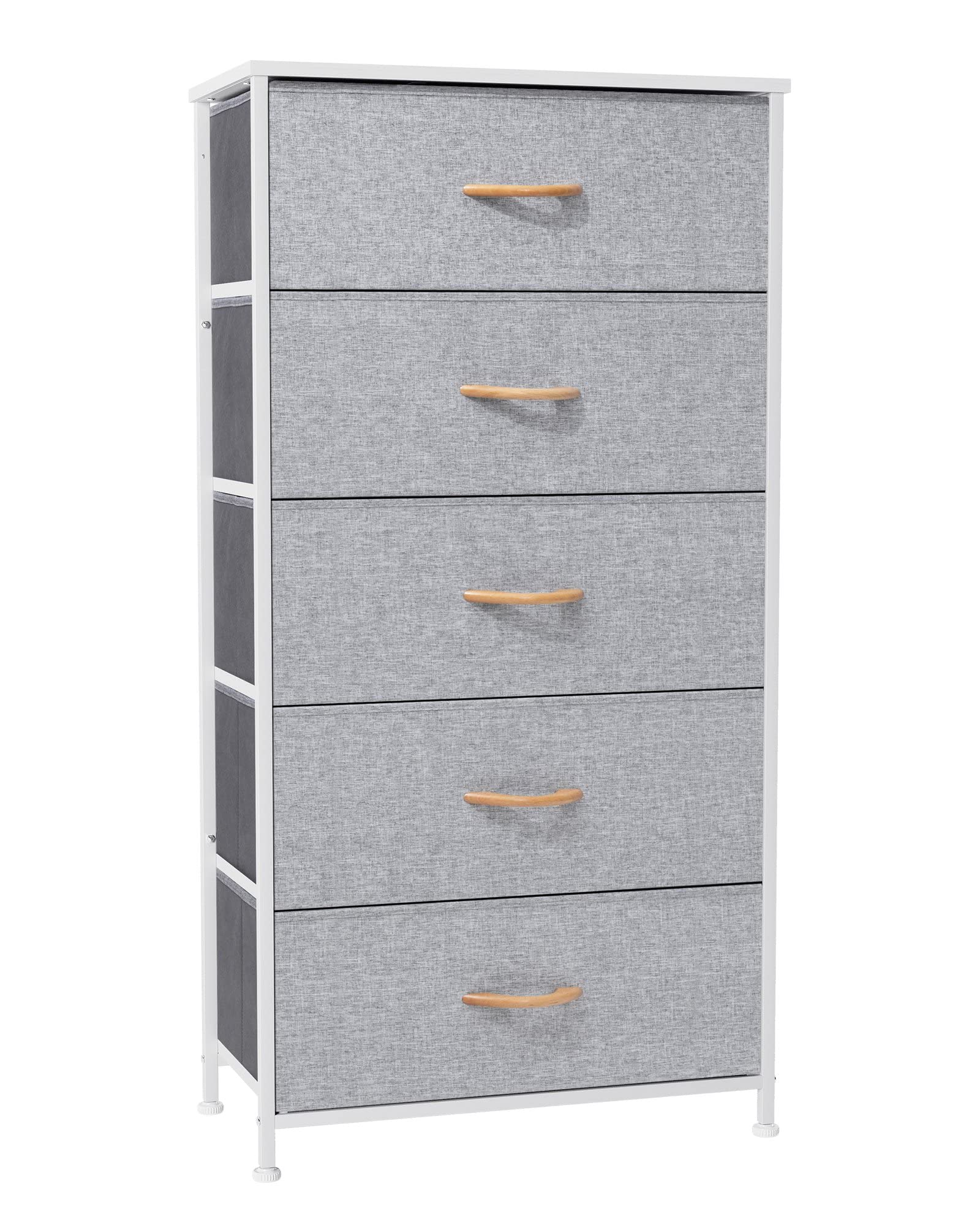 Crestlive Products Vertical Dresser Storage Tower - Sturdy Steel Frame, Wood Top, Easy Pull Fabric Bins - Wide Organizer Unit fo
