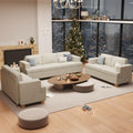 Fiona s magic 3 Pieces Corduroy Couch Set for Living Room, 7 Seats Cloud Sofa, Deep Seat Floor Couch for Bedroom, Futon Modern 
