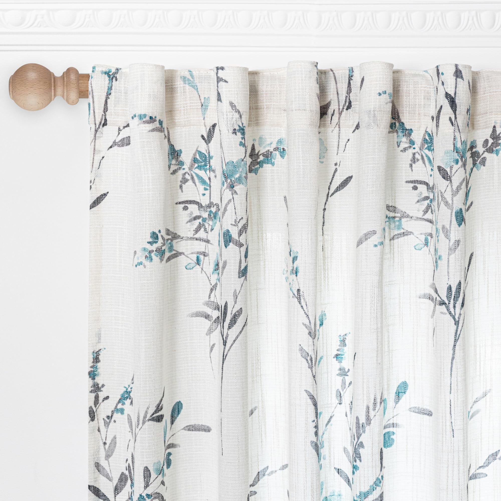 MYSKY HOME Sheer Curtains 95 inches Long for Living Room Linen Textured Soft Touch Window Panels for Bedroom Light Filtering Pri