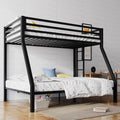 SHA CERLIN Metal Bunk Bed Twin Over Full Size with Removable Stairs, Heavy Duty Sturdy Frame with 12 Under-Bed Storage for Teen 