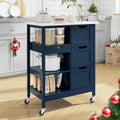 YITAHOME Small Solid Wood Top Kitchen Island Cart on Wheels with Storage, Rolling Portable Dining Room Serving Utility Carts Mob