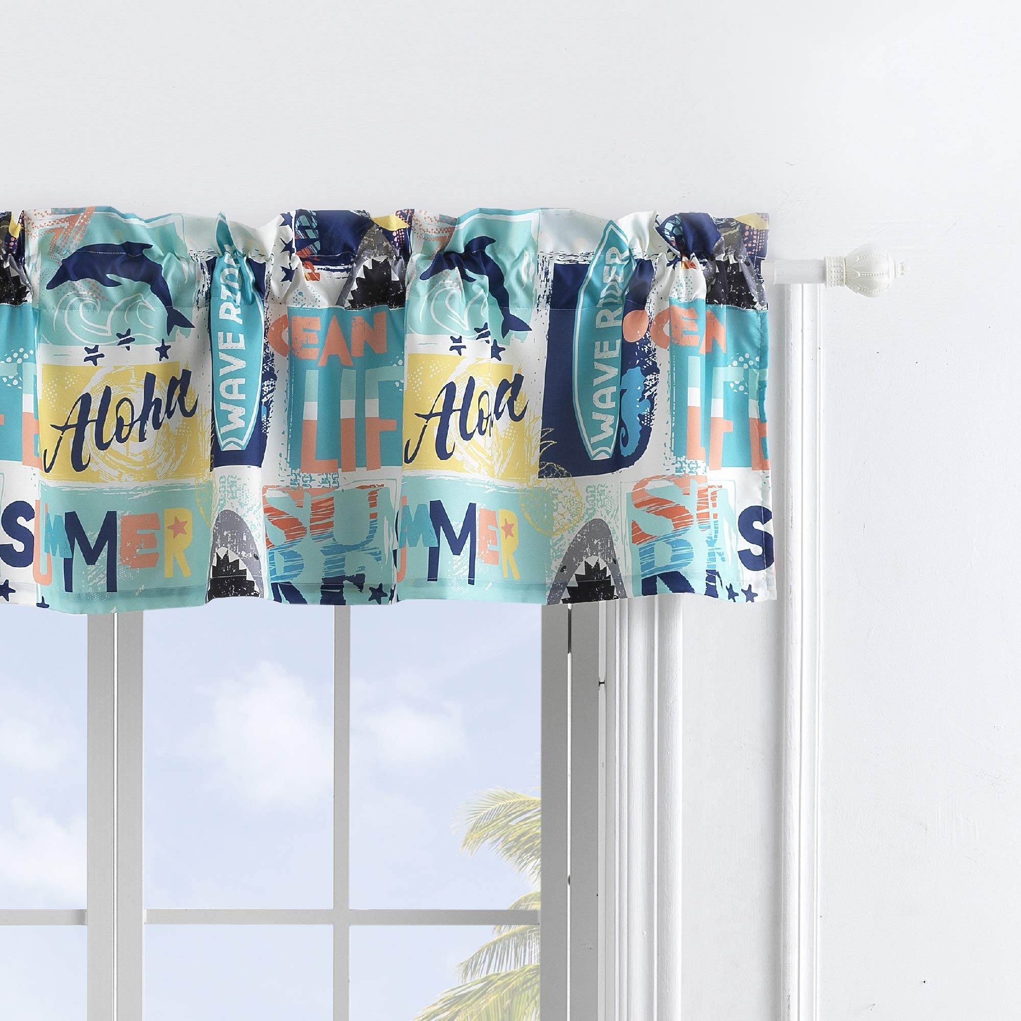 Greenland Home Wave Rider Beach Art Window Valance, 84 x 16 inches