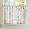 jinchan Floral Linen Tier Curtains 36 Inch Farmhouse Cafe Curtains Tie Top Botanic Drapes for Small Windows Over Sink for Kitche