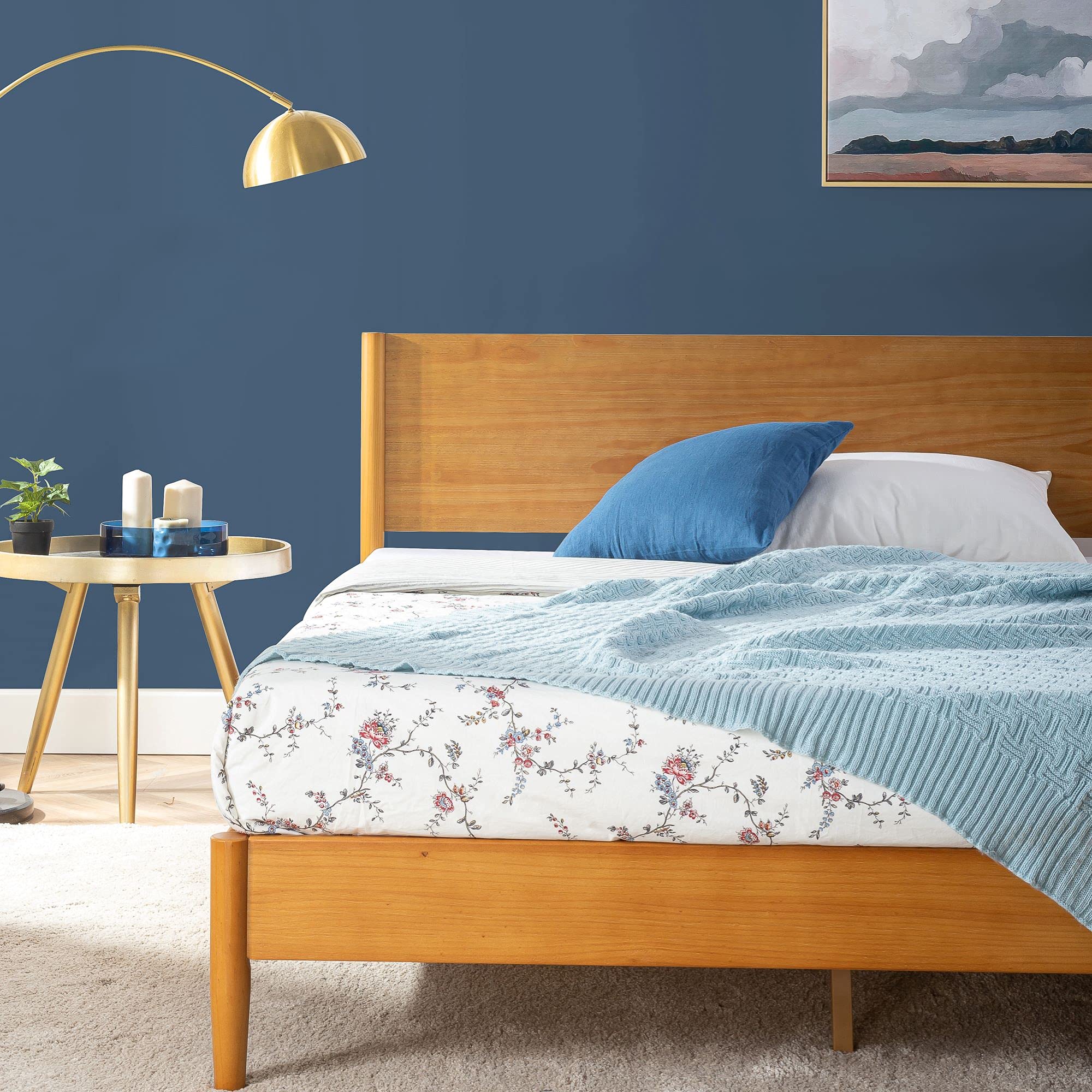 ZINUS Allen Mid Century Wood Platform Bed Frame, Solid Wood Foundation, Wood Slat Support, No Box Spring Needed, Easy Assembly, 