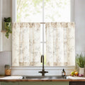 jinchan Gray Floral Kitchen Curtains 30 Inch Linen Tier Curtains Farmhouse Cafe Half Window Drapes Over Sink Light Filtering Gre