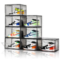 Amllas New Gray 8 Pack Shoe Boxes Stackable, Large Shoe Storage Organizer with Lids,Drop Side Shoe Containers for Entryway,Sneak
