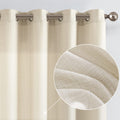 jinchan Curtains Linen Textured Casual Weave Curtains for Living Room Beige 90 Inches Long 2 Panels Curtains Grommet Top Light F