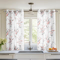 MYSKY HOME Kitchen Curtains 45 inch Length Floral Curtains Thermal Insulated Light Filtering Darkening Leaf Pattern Printed Grom