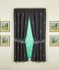 Todays Curtain Verona Reverse Embroidery Panel Pair and Tiebacks, 63, Black/Rose, 80 W X 63 L