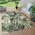 in- & Outdoor Rug Tropical Palm Leaf Design for Patio in Green Beige, Size: 2 x 33