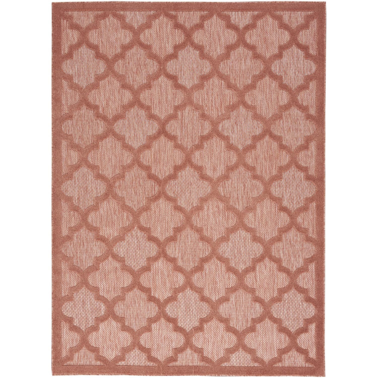 Nourison Easy Care Moroccan Coral/Orange 5 x 7 Area Rug, Trellis, Easy Cleaning, Non Shedding, Bed Room, Living Room, Dining R