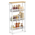 VASAGLE Slim Rolling Cart, 4-Tier Storage Cart, Narrow Cart with Handle, 5.1 Inches Deep, Metal Frame, for Kitchen, Dining Room,