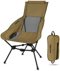 MARCHWAY Lightweight Folding High Back Camping Chair with Head Support, Stable Portable Compact for Outdoor Camp, Travel, Beach,