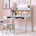 Martha Stewart Kids Desk with Hutch and Chair Set by Guidecraft - Gray: Kids Table and Chair Set with Storage Cubbies and Bulle