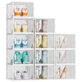 SIMPDIY Shoe Organizer, 12 Pack Shoe Storage Shoe Organizer for Closet, Shoe Boxes Clear Plastic Stackable Shoe Storage Boxes fo