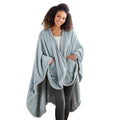 Berkshire Blanket Primalush Wearable Blanket, Cozy Loungewear Pocketed Plush Cape Wrap for Adults & Teens(Hazy Sky Blue, One Siz