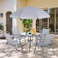 Vongrasig 6 Pieces Folding Patio Dining Set, All Weather Small Metal Outdoor Table and Chair Set, Garden Patio Furniture Set w/U