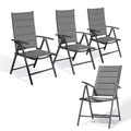 PURPLE LEAF Patio Folding Chairs 4 Pack Outdoor Aluminum Metal Dining Chairs with Padded Seats and Adjustable Backrest Heavy Dut