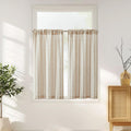 jinchan Taupe Striped Linen Kitchen Curtains 45 Inch Cafe Tier Curtains Balanced Stripe Farmhouse Small Drapes for Bathroom Laun