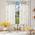jinchan Gray Floral Kitchen Curtains 36 Inch Linen Tier Curtains Farmhouse Cafe Half Window Drapes Over Sink Light Filtering Gre
