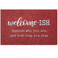 JJUUYOU Large Welcome Mat Low Pile Profile Floor Mat Front Doormat Welcome-ish Door Mats Non Slip Rubber Absorbent Resist Dirt E