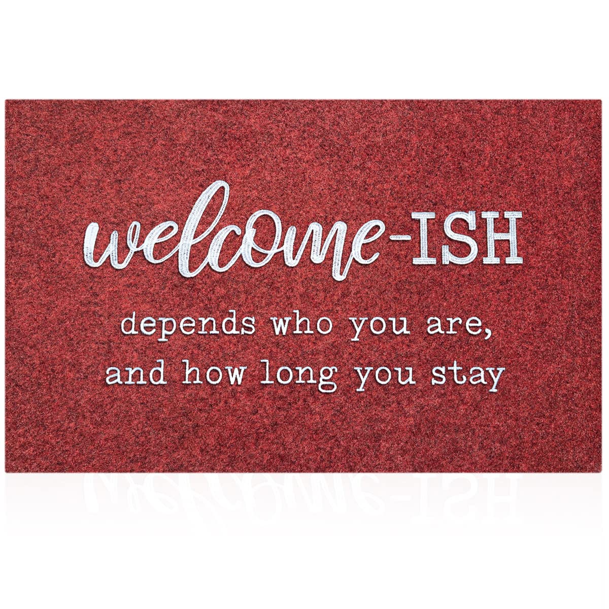 JJUUYOU Large Welcome Mat Low Pile Profile Floor Mat Front Doormat Welcome-ish Door Mats Non Slip Rubber Absorbent Resist Dirt E