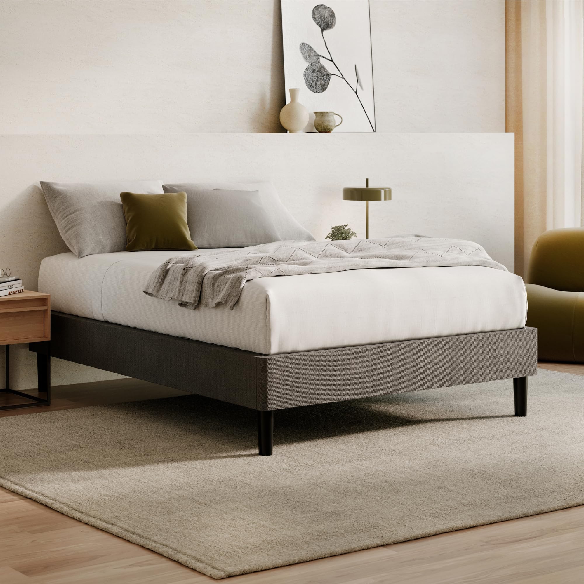 Nectar Bed Frame - Cal King - Grey - 8 Inch Legs - Sturdy Wooden Slats for Support - Steel Frame - Contemporary and Durable Upho