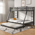 Giantex Twin Over Full Bunk Bed with Trundle, Heavy-Duty Metal Triple Bunk Beds w/Two Side Ladders & Safety Guard Rail, 3 in 1 B