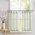 jinchan Kitchen Curtains Linen Striped Tier Curtains 36 Inch Length Ticking Stripe Cafe Curtains Pinstripe Farmhouse Small Windo