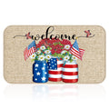 Zhanmai Independence Day Welcome Mats 4th of July Doormat Patriotic Floor Mat Independence Day Welcome Mats Floral Indoor Outdoo