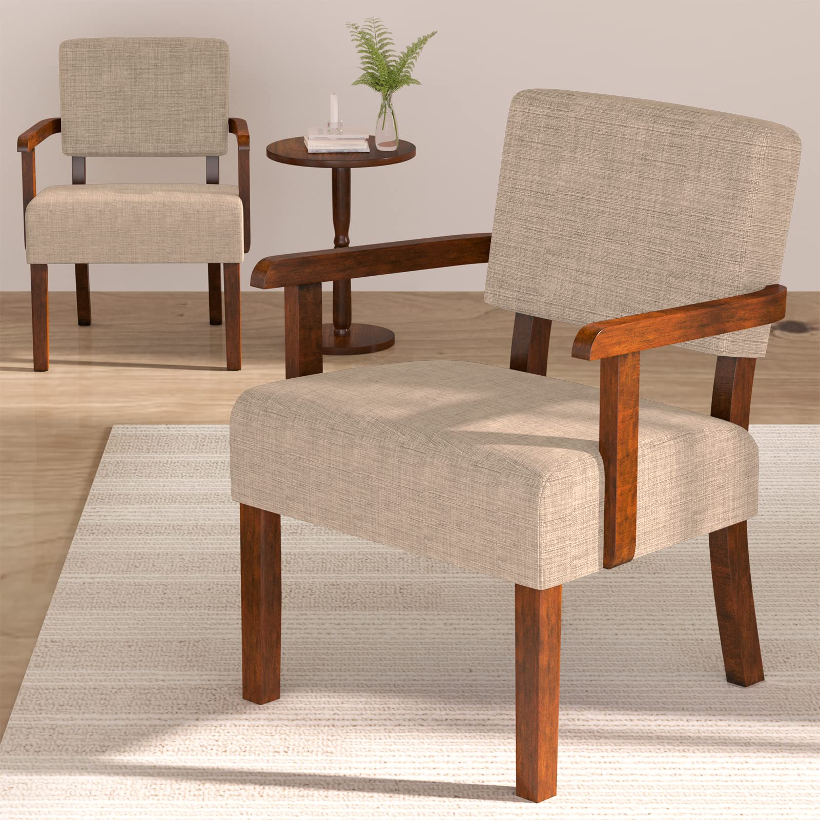 FAGAGA Accent Chair Set of 2 with Table, Living Room Chairs with Soft Seat and Armrests for Living Room Bedroom Reading Room Wai