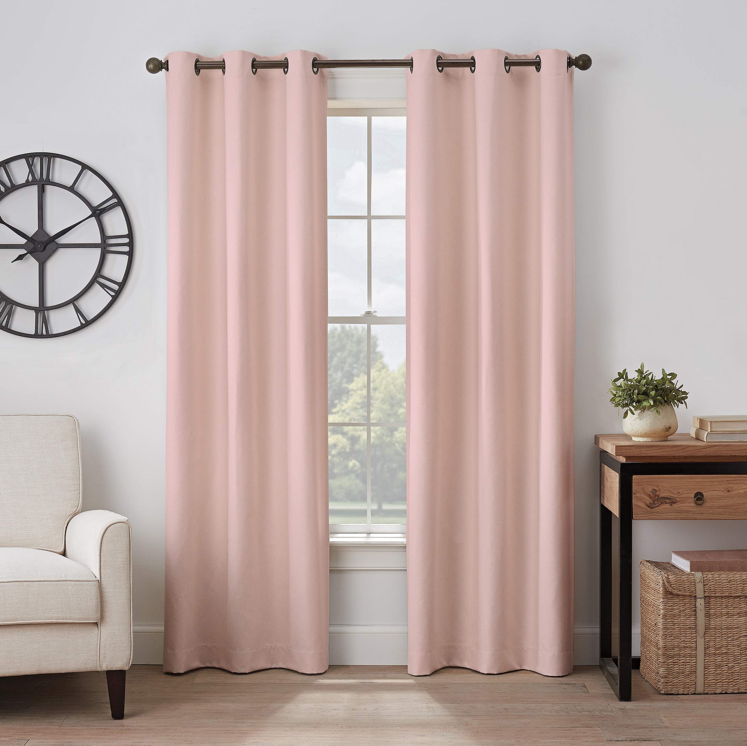 Eclipse Gabriella Grommet Top Curtains for Bedroom, Single Panel, 40 x 84, Blush