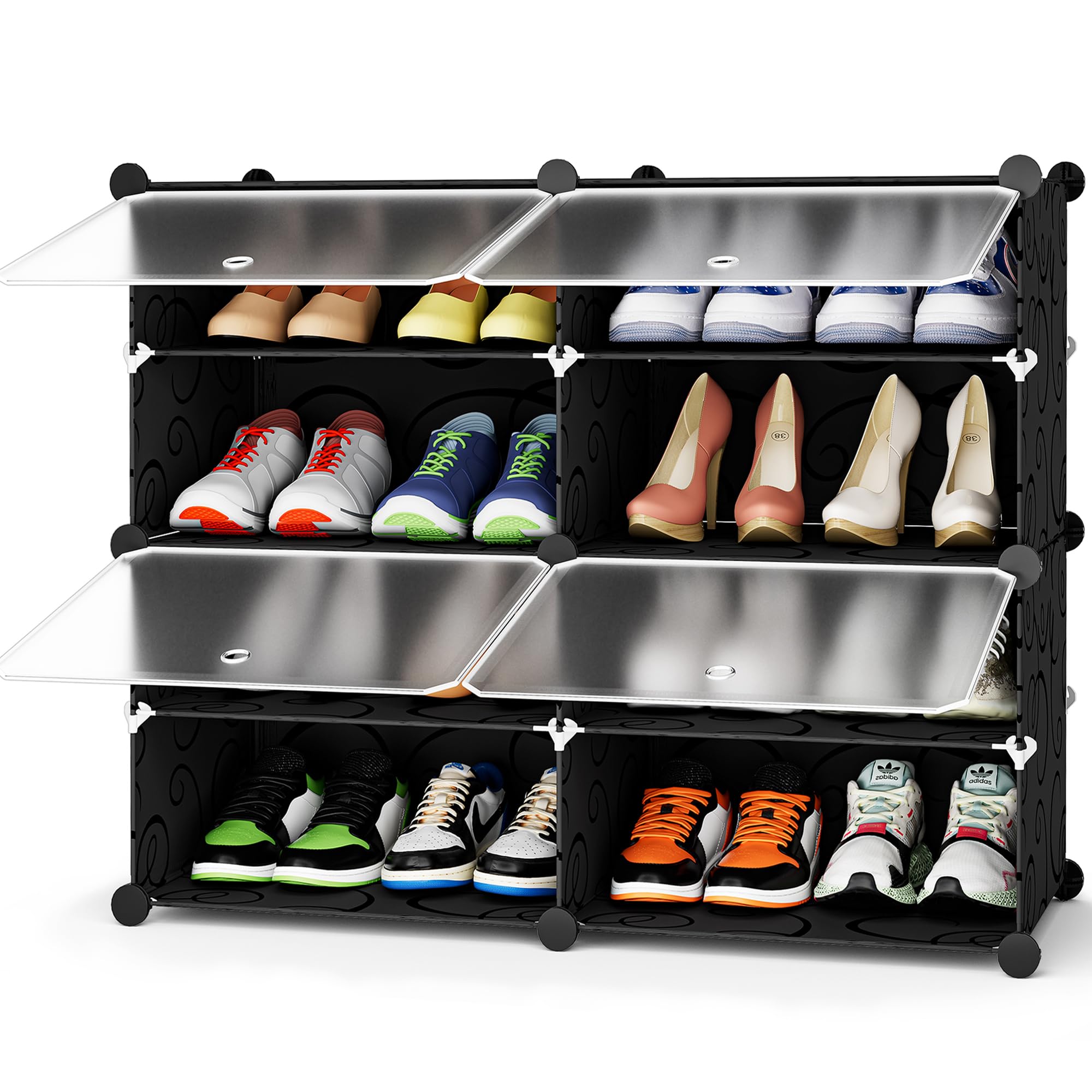 HOMIDEC Shoe Rack Organizer, 8 Tier Shoe Storage Cabinet 48 Pair Plastic Shoe Organizer Shoe Shelves for Closet Hallway Bedroom 