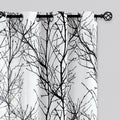 FMFUNCTEX Linen Semi Sheer Curtains for Bedroom, Black White Curtains 84 Inches Long for Living Room, Grey Tree Branch Patterned