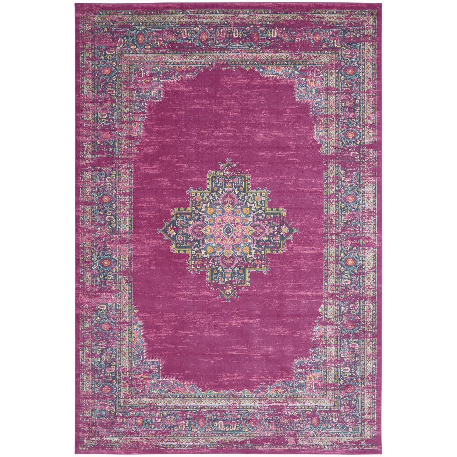 Nourison Passion Fuchsia 9 x 12 Area Rug, Boho, Traditional, Easy Cleaning, Non Shedding, Bed Room, Living Room, Hallway (9x12